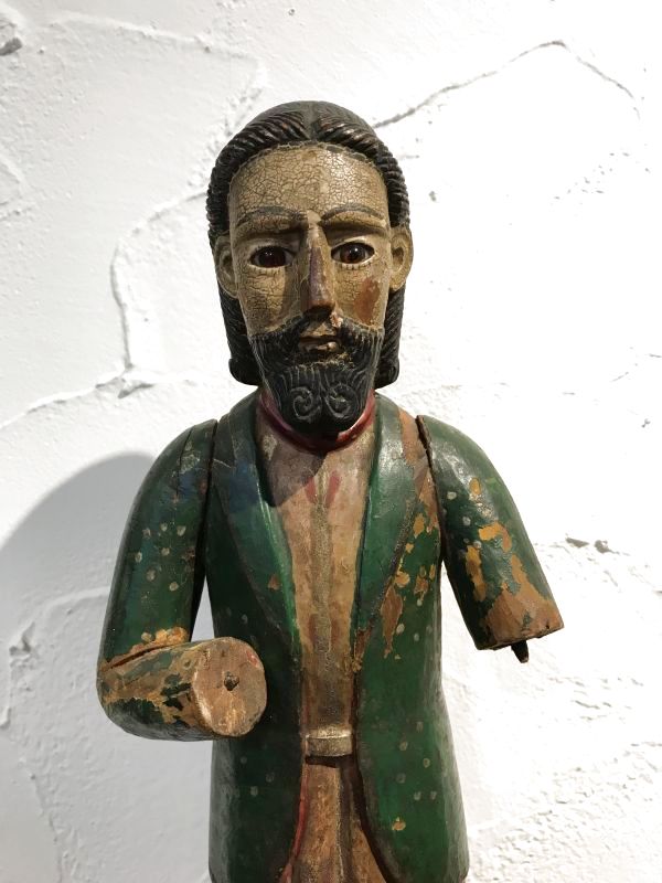 【本物保証】ドイツ　古民藝　木彫男性像　聖人像　アンティーク　工藝 西洋彫刻