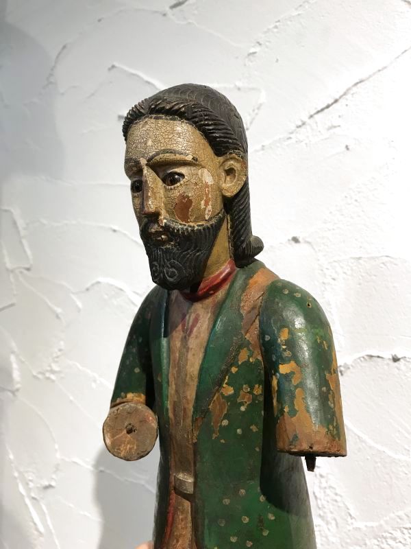 安い値段ドイツ　古民藝　木彫男性像　聖人像　アンティーク　工藝 西洋彫刻