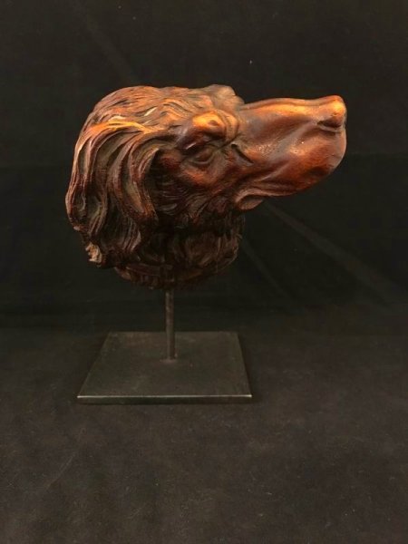 画像1: 木彫　猟犬の頭　【SALE】 (1)