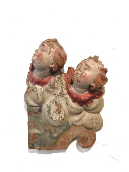 画像1: 18世紀　彩色木彫　二体の天使像　 (1)