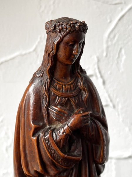 画像1: 蛇を踏む 聖母 マリア像 19世紀 フランス アンティーク (1)