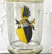 画像1: 19世紀 貴族の紋章 騎士 ドイツ アンティークグラス エナメル彩色 (1)