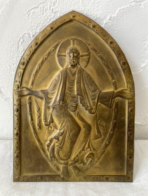 画像2: ロマネスク 聖霊降臨 キリスト レリーフ 19世紀 フランス アンティーク ヴェズレー 手打ち銅板 (2)