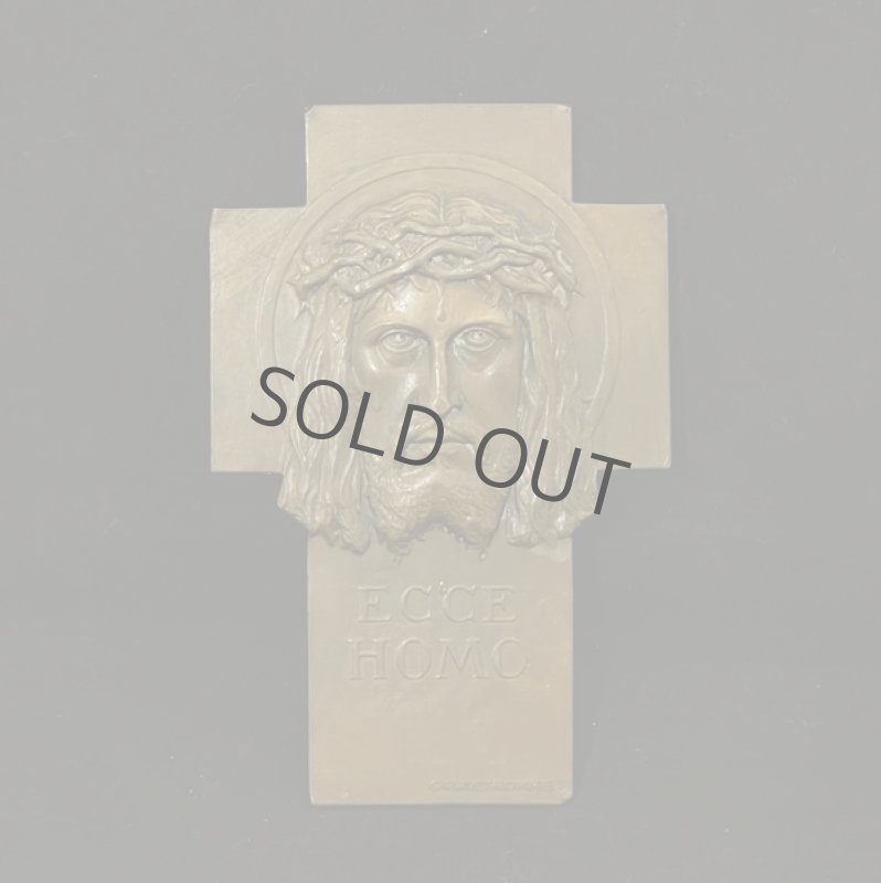 画像1: Georges-Henri Prud’homme《ECCE HOMO》キリスト肖像 十字架プレート フランス アンティーク  (1)