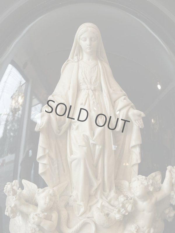 画像2: 19世紀 フランス 聖母マリアと天使 メダイヨン 無原罪の御宿り 蛇を踏む聖母  (2)