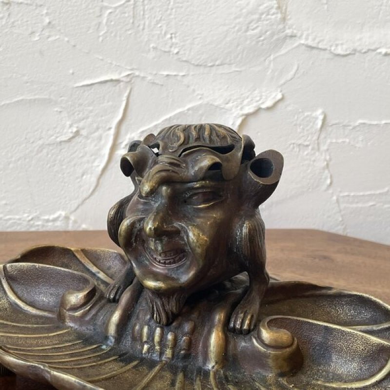 画像1: ヒエロニムスボス風 魔物 アンティーク ブロンズ インクスタンド 19世紀 フランス イタリア  (1)