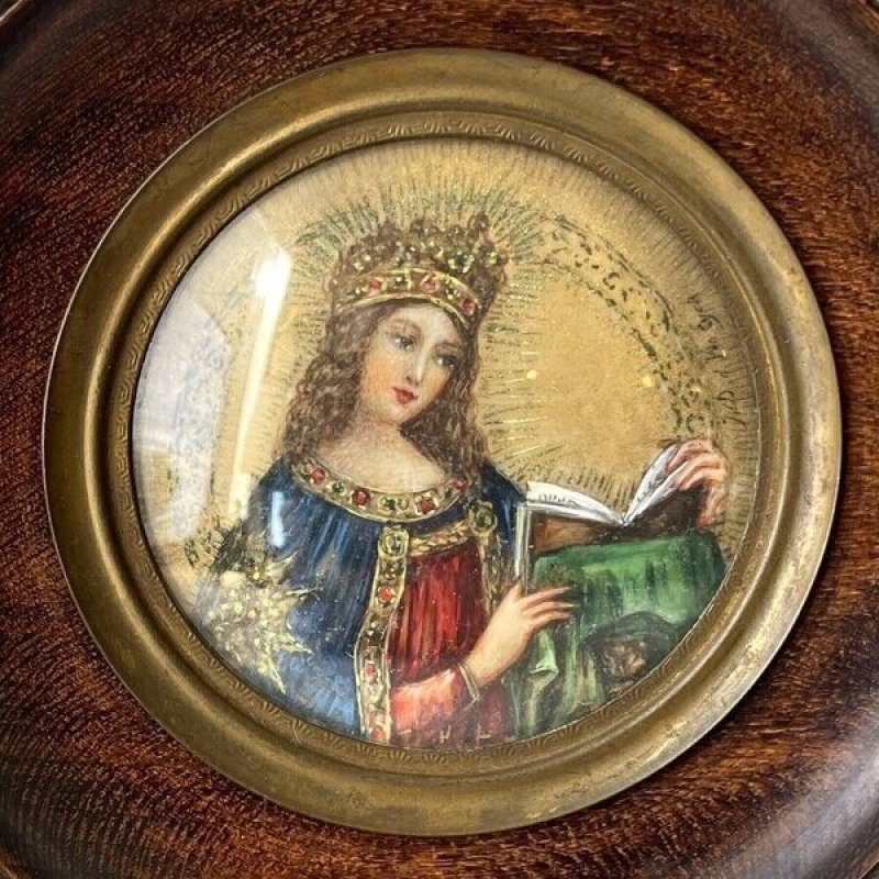 画像1: 聖母 マリア 細密画 ミニアチュール フランス アンティーク (1)